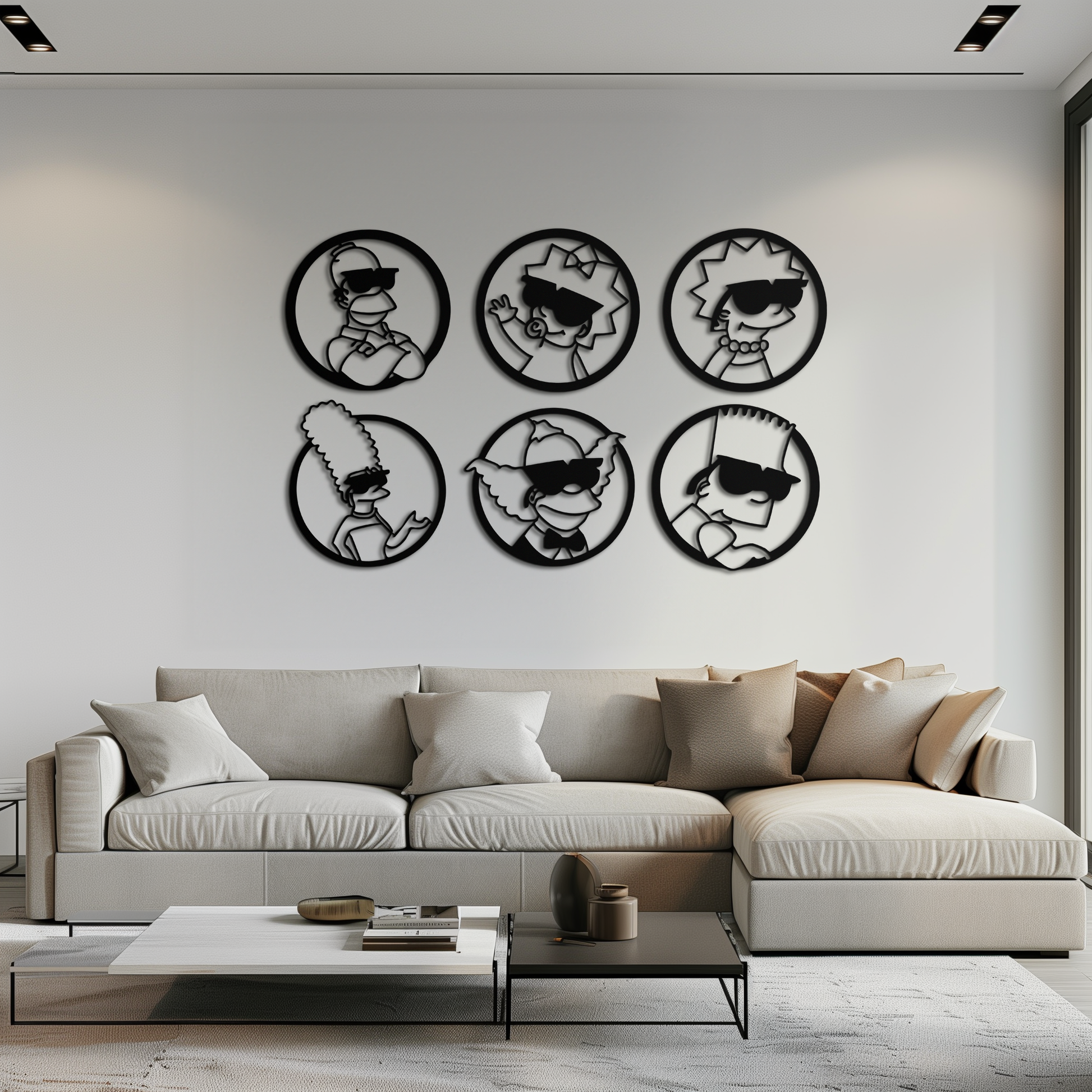 Cartoon Family Silhouette Metal Wall Art – Fun Black Modern Home Decor- KAF528 - Tampa Home & Garden Store