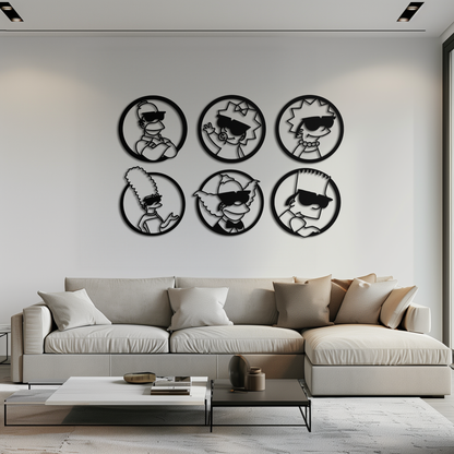 Cartoon Family Silhouette Metal Wall Art – Fun Black Modern Home Decor- KAF528 - Tampa Home & Garden Store