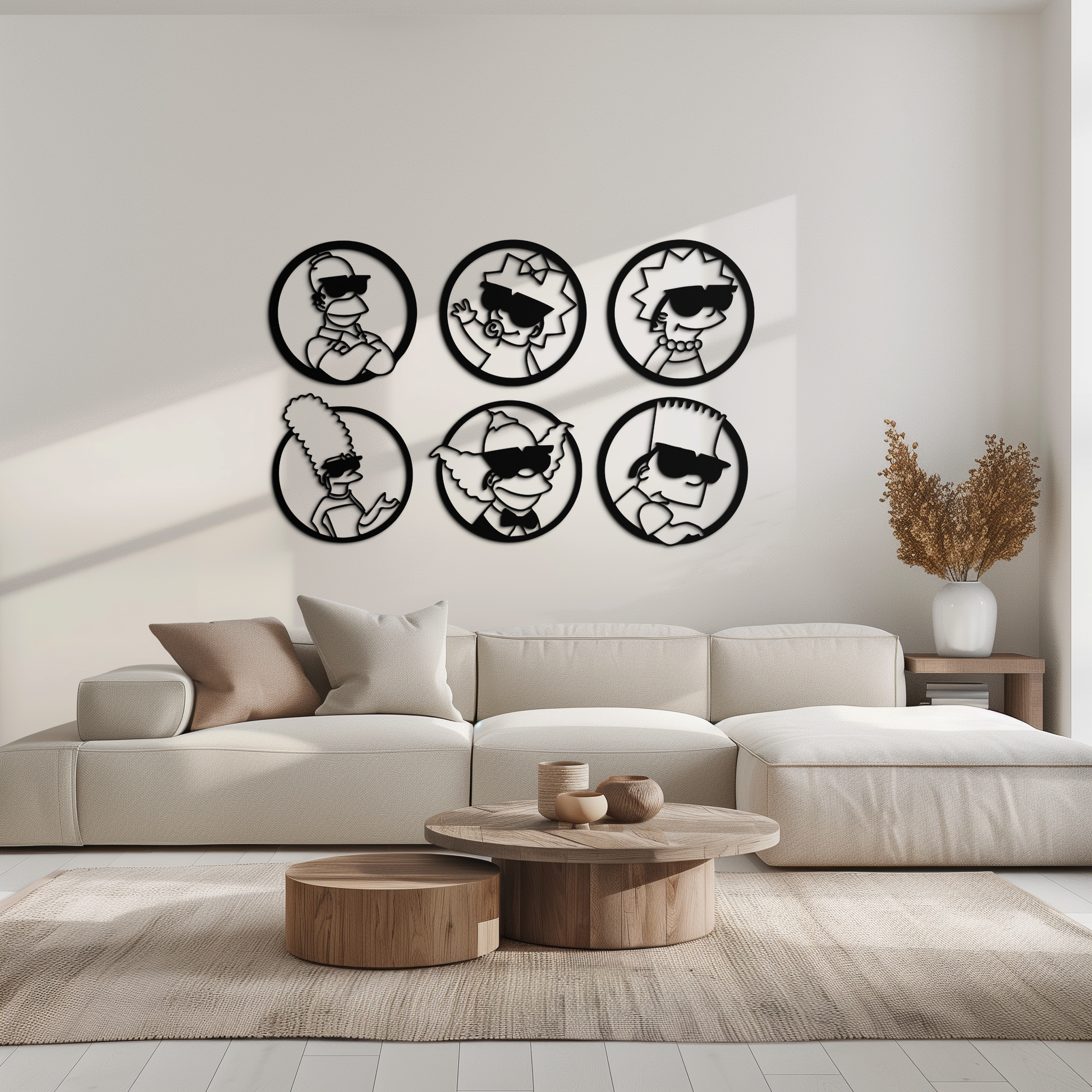 Cartoon Family Silhouette Metal Wall Art – Fun Black Modern Home Decor- KAF528 - Tampa Home & Garden Store