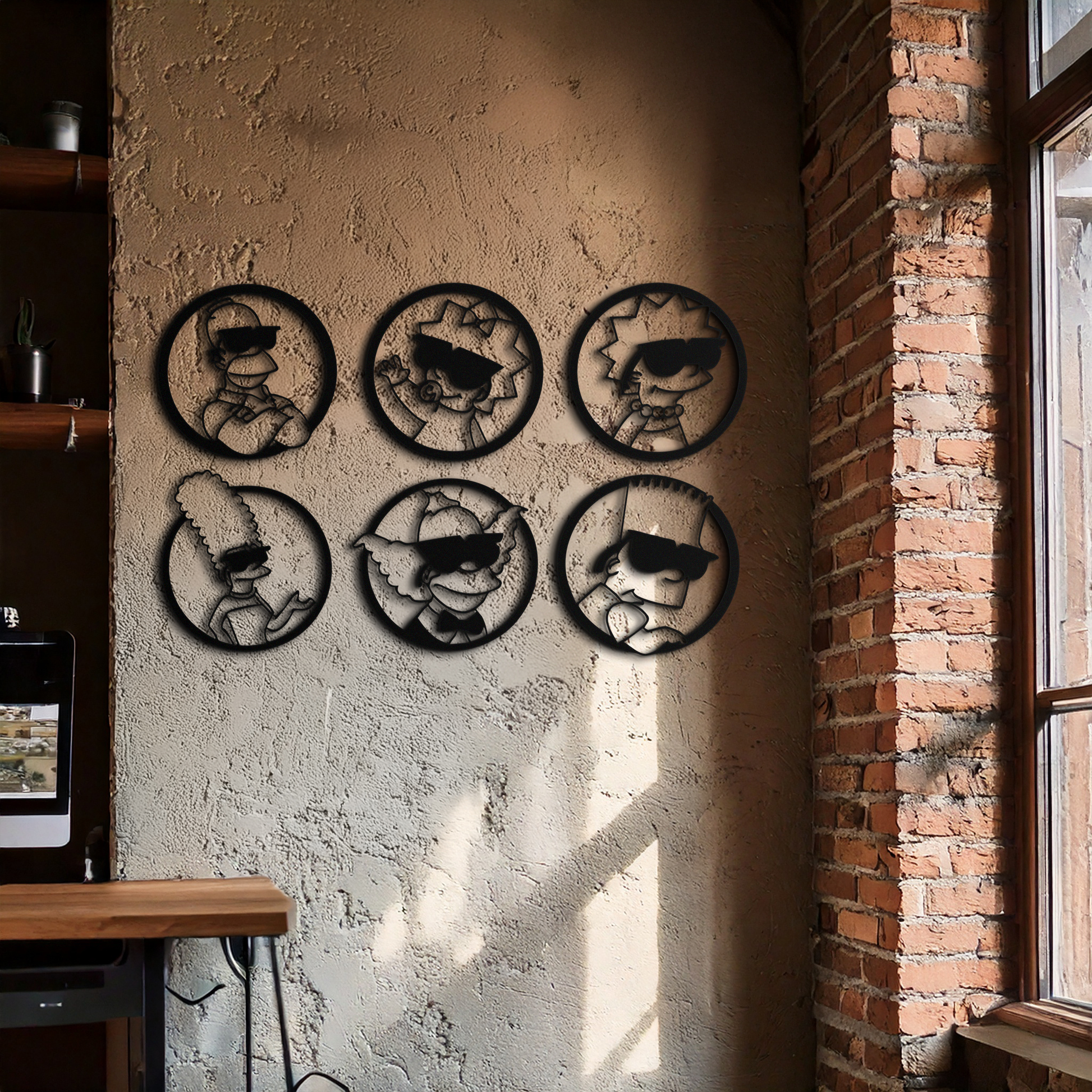 Cartoon Family Silhouette Metal Wall Art – Fun Black Modern Home Decor- KAF528 - Tampa Home & Garden Store