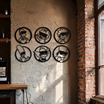 Cartoon Family Silhouette Metal Wall Art – Fun Black Modern Home Decor- KAF528 - Tampa Home & Garden Store