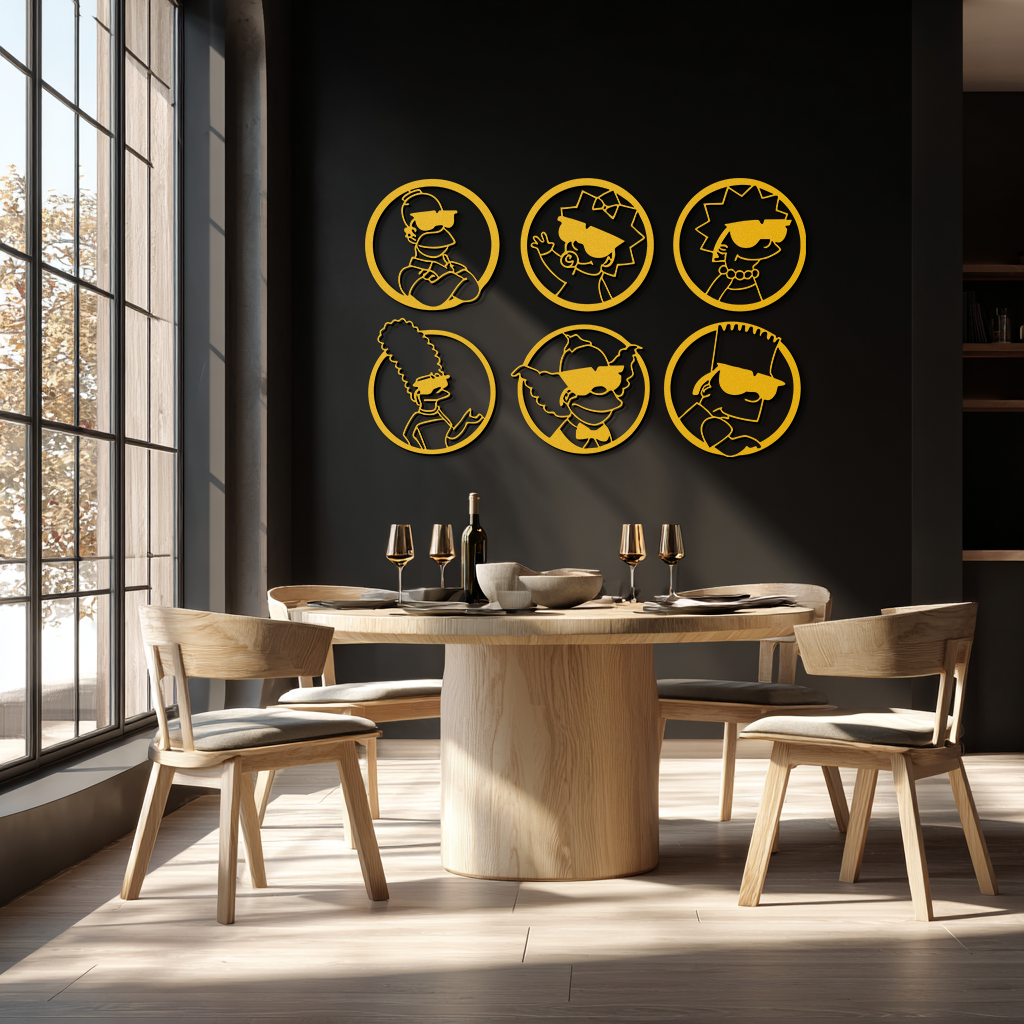 Cartoon Family Silhouette Metal Wall Art – Fun Black Modern Home Decor- KAF528 - Tampa Home & Garden Store