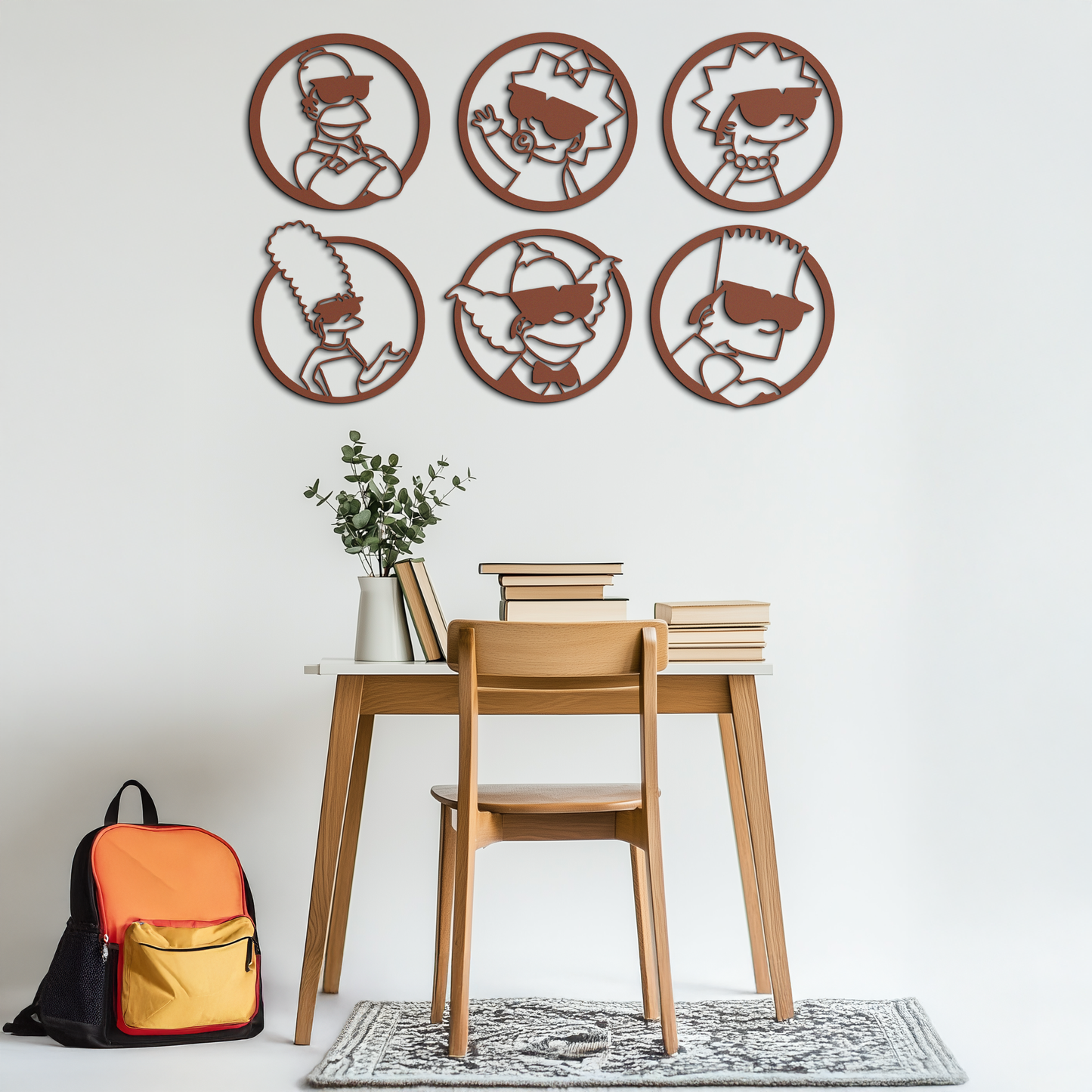 Cartoon Family Silhouette Metal Wall Art – Fun Black Modern Home Decor- KAF528 - Tampa Home & Garden Store