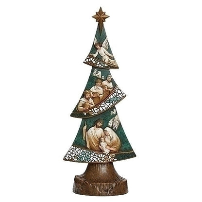 Carved Tree Style Nativity - 14 Inch - Tampa Home & Garden Store