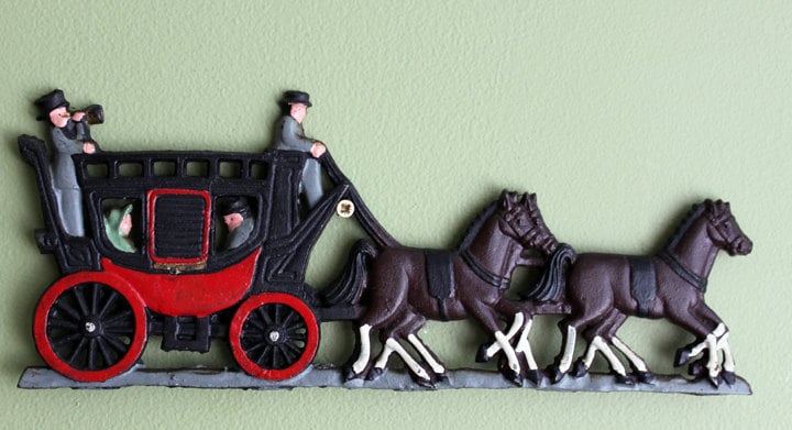 Cast Iron Carriage with Horses Wall Hanging Rustic Home Decoration.  Ready to Hang Wall Decor. - Tampa Home & Garden Store