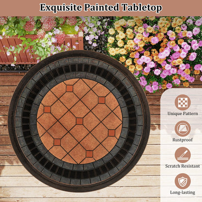 24" Round Patio Dining Table Weather-resistant Cast Aluminum Table-Bronze