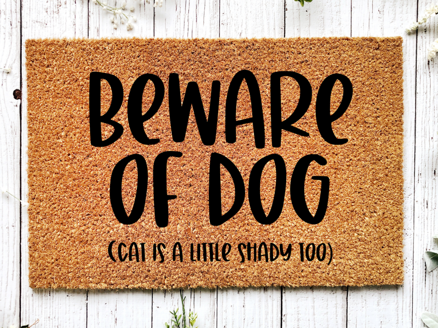 Cat & Beware of Dog Doormat "Beware of Dog (cat is a little shady too)" - Tampa Home & Garden Store