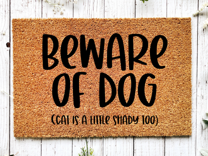 Cat & Beware of Dog Doormat "Beware of Dog (cat is a little shady too)" - Tampa Home & Garden Store