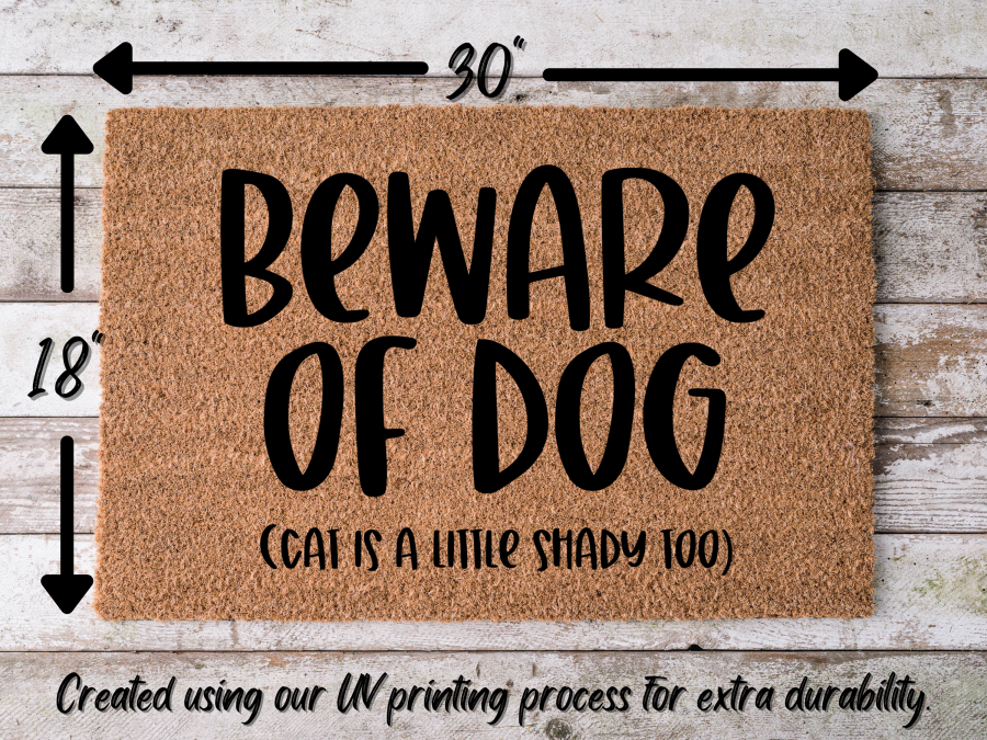 Cat & Beware of Dog Doormat "Beware of Dog (cat is a little shady too)" - Tampa Home & Garden Store