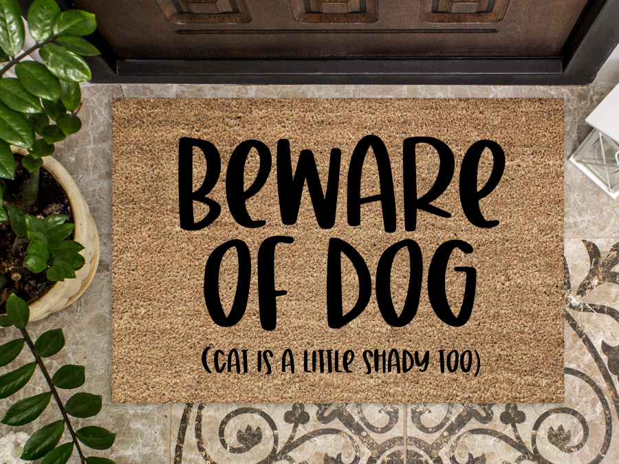 Cat & Beware of Dog Doormat "Beware of Dog (cat is a little shady too)" - Tampa Home & Garden Store