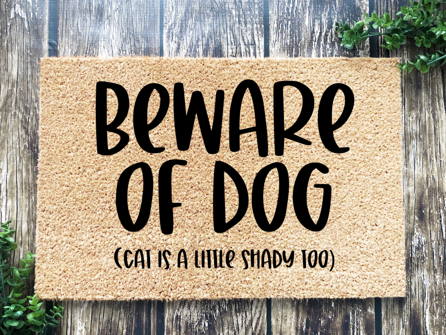 Cat & Beware of Dog Doormat "Beware of Dog (cat is a little shady too)" - Tampa Home & Garden Store