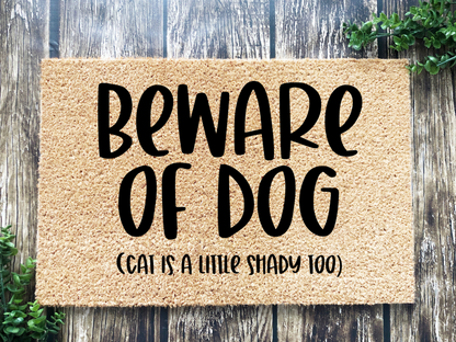 Cat & Beware of Dog Doormat "Beware of Dog (cat is a little shady too)" - Tampa Home & Garden Store