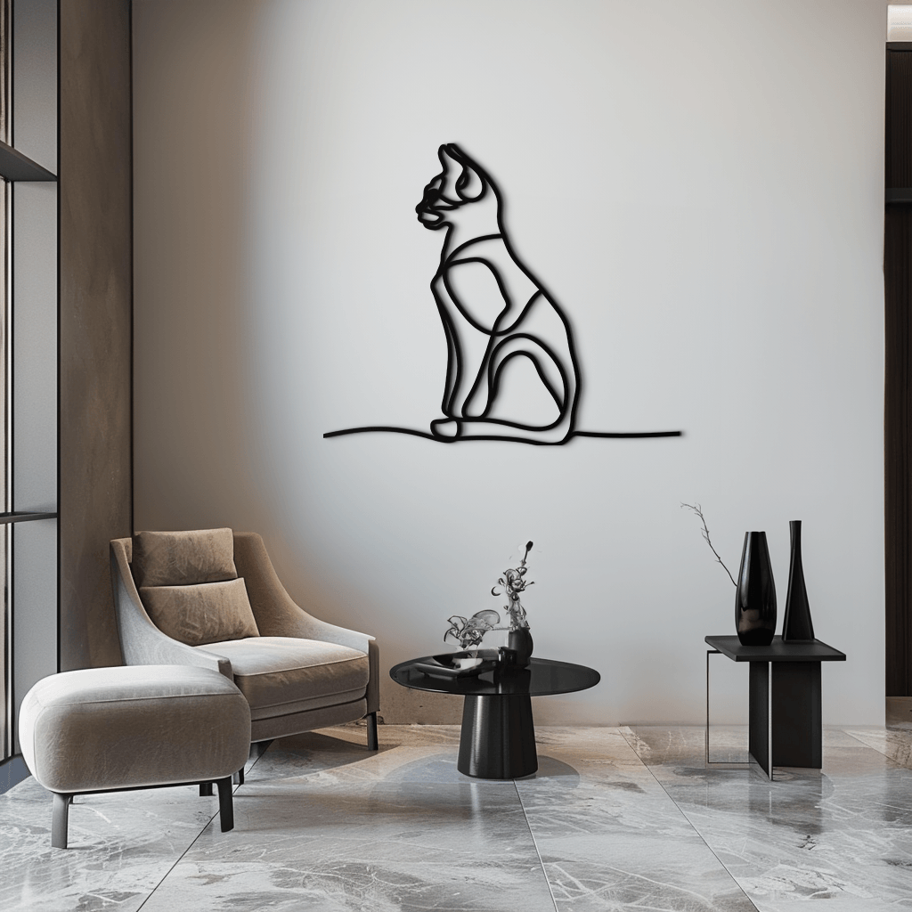 Cat Line Art Metal Wall Art - Modern Minimalist Steel Decor - KAF032 - Tampa Home & Garden Store