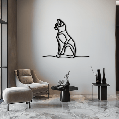 Cat Line Art Metal Wall Art - Modern Minimalist Steel Decor - KAF032 - Tampa Home & Garden Store