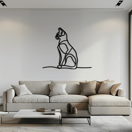 Cat Line Art Metal Wall Art - Modern Minimalist Steel Decor - KAF032 - Tampa Home & Garden Store