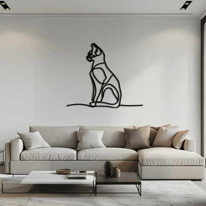 Cat Line Art Metal Wall Art - Modern Minimalist Steel Decor - KAF032 - Tampa Home & Garden Store
