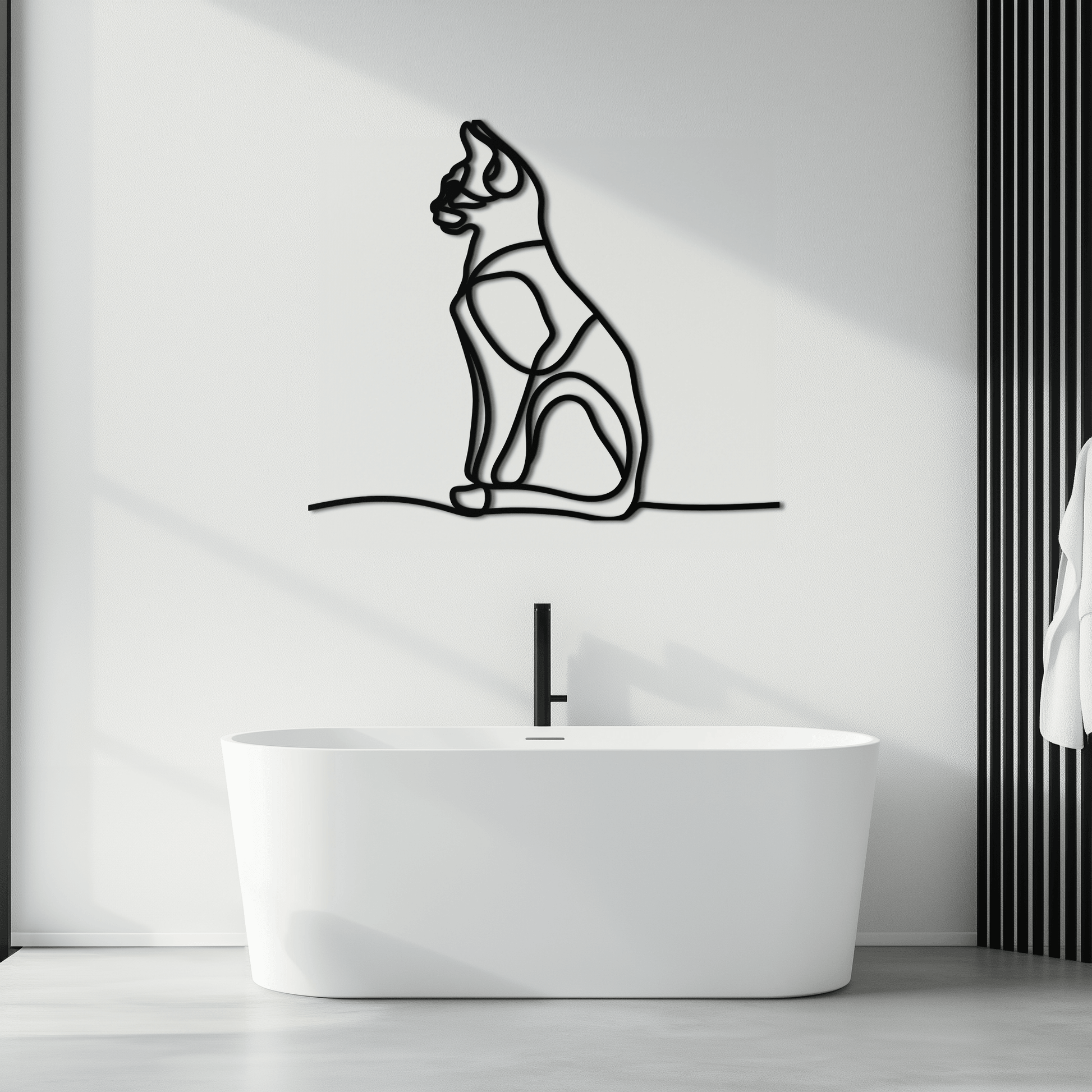 Cat Line Art Metal Wall Art - Modern Minimalist Steel Decor - KAF032 - Tampa Home & Garden Store