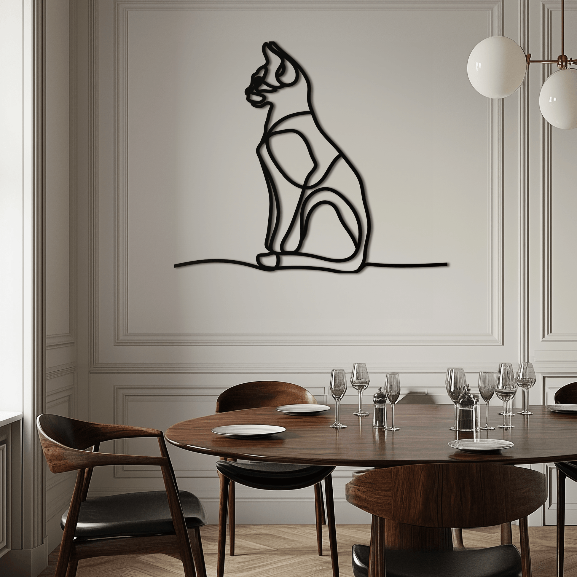 Cat Line Art Metal Wall Art - Modern Minimalist Steel Decor - KAF032 - Tampa Home & Garden Store