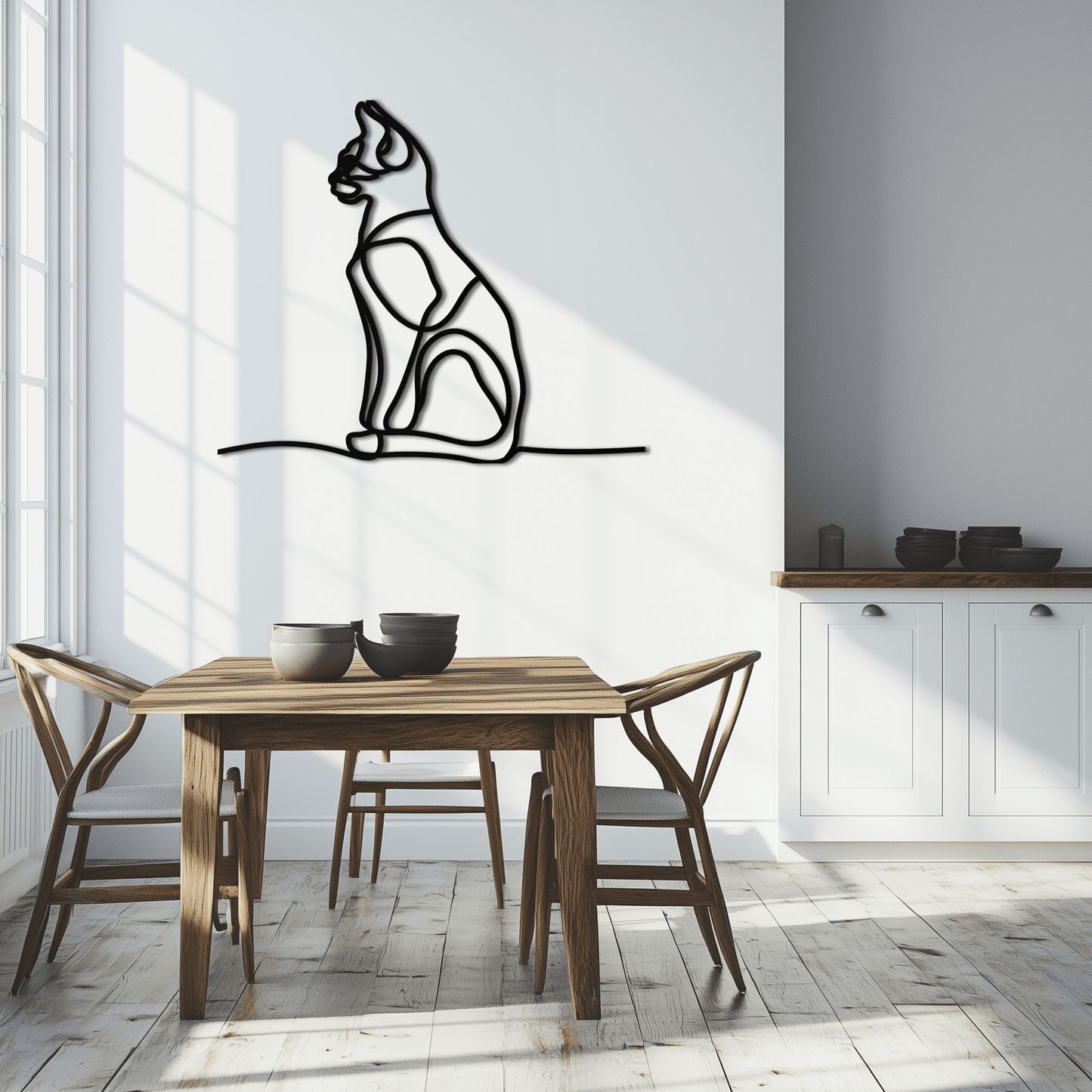 Cat Line Art Metal Wall Art - Modern Minimalist Steel Decor - KAF032 - Tampa Home & Garden Store