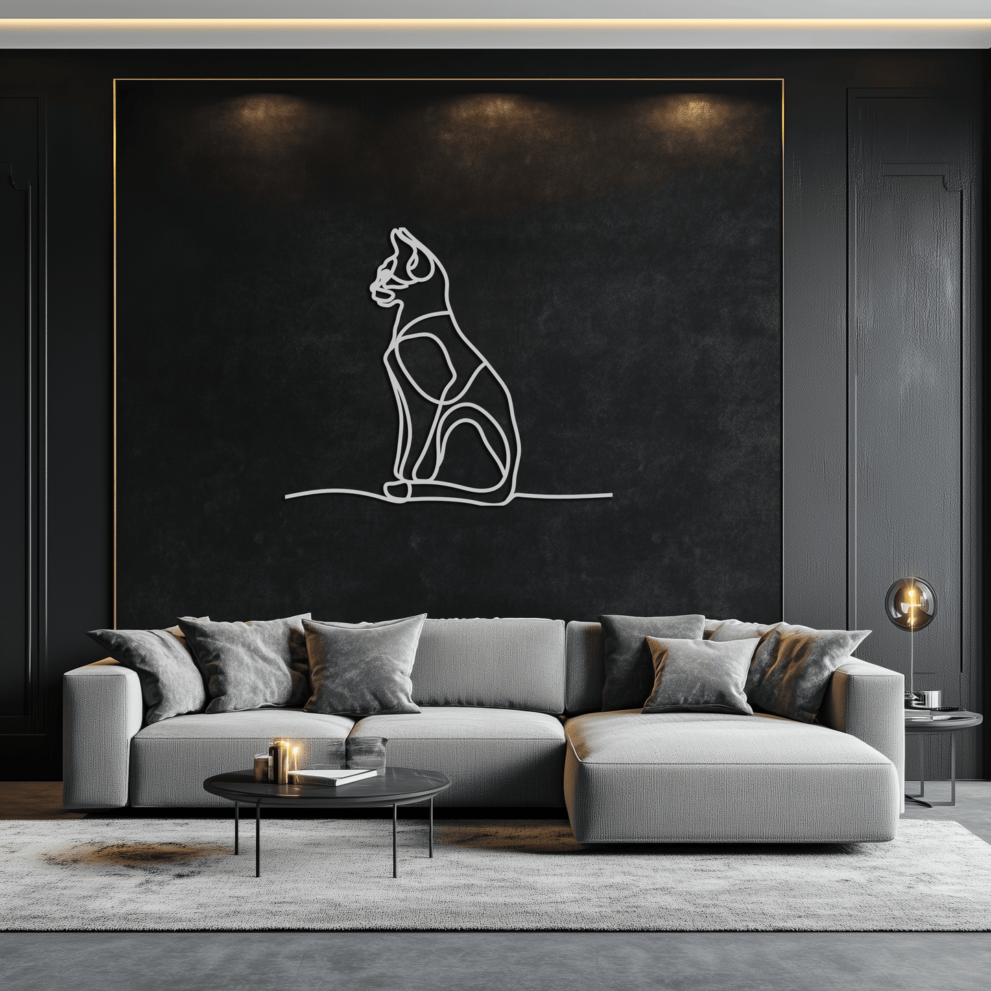 Cat Line Art Metal Wall Art - Modern Minimalist Steel Decor - KAF032 - Tampa Home & Garden Store