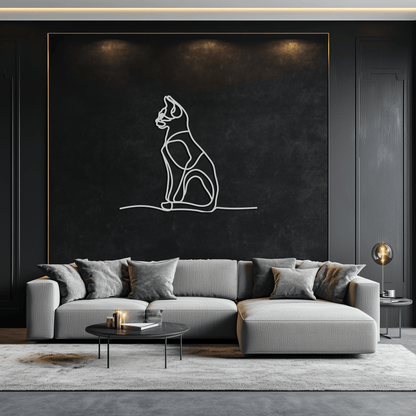 Cat Line Art Metal Wall Art - Modern Minimalist Steel Decor - KAF032 - Tampa Home & Garden Store