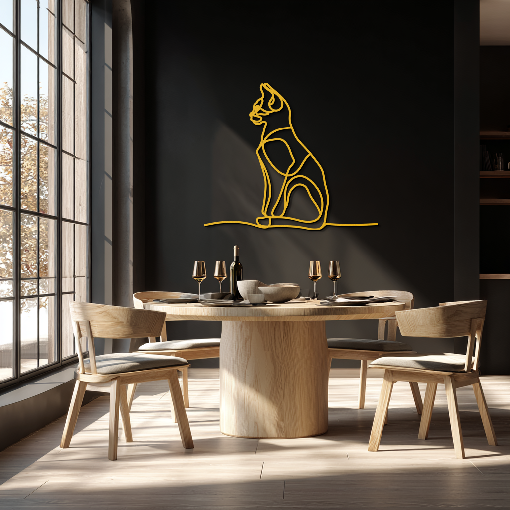 Cat Line Art Metal Wall Art - Modern Minimalist Steel Decor - KAF032 - Tampa Home & Garden Store