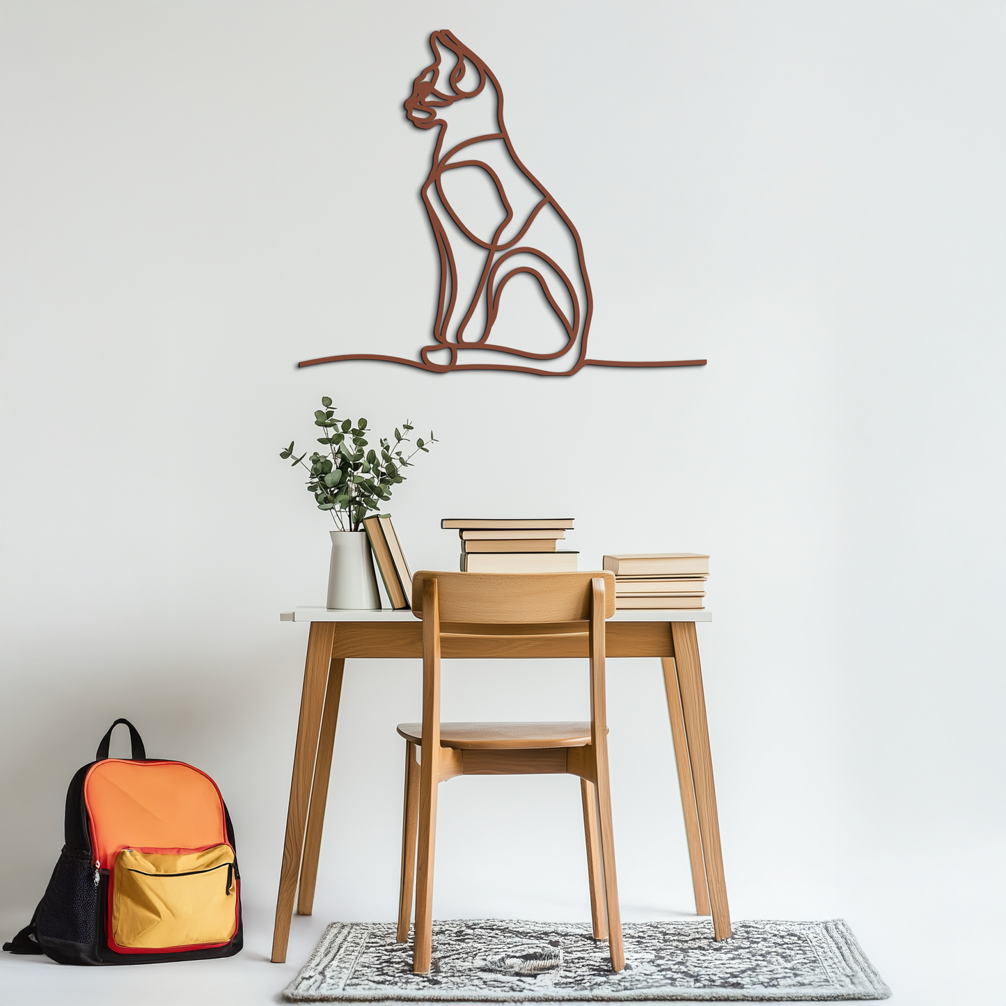 Cat Line Art Metal Wall Art - Modern Minimalist Steel Decor - KAF032 - Tampa Home & Garden Store