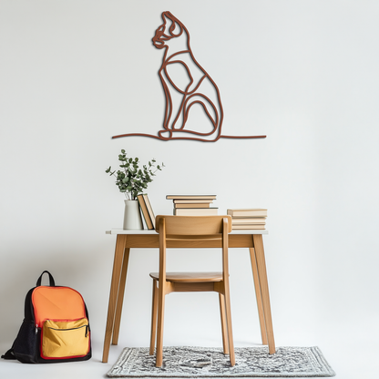 Cat Line Art Metal Wall Art - Modern Minimalist Steel Decor - KAF032 - Tampa Home & Garden Store