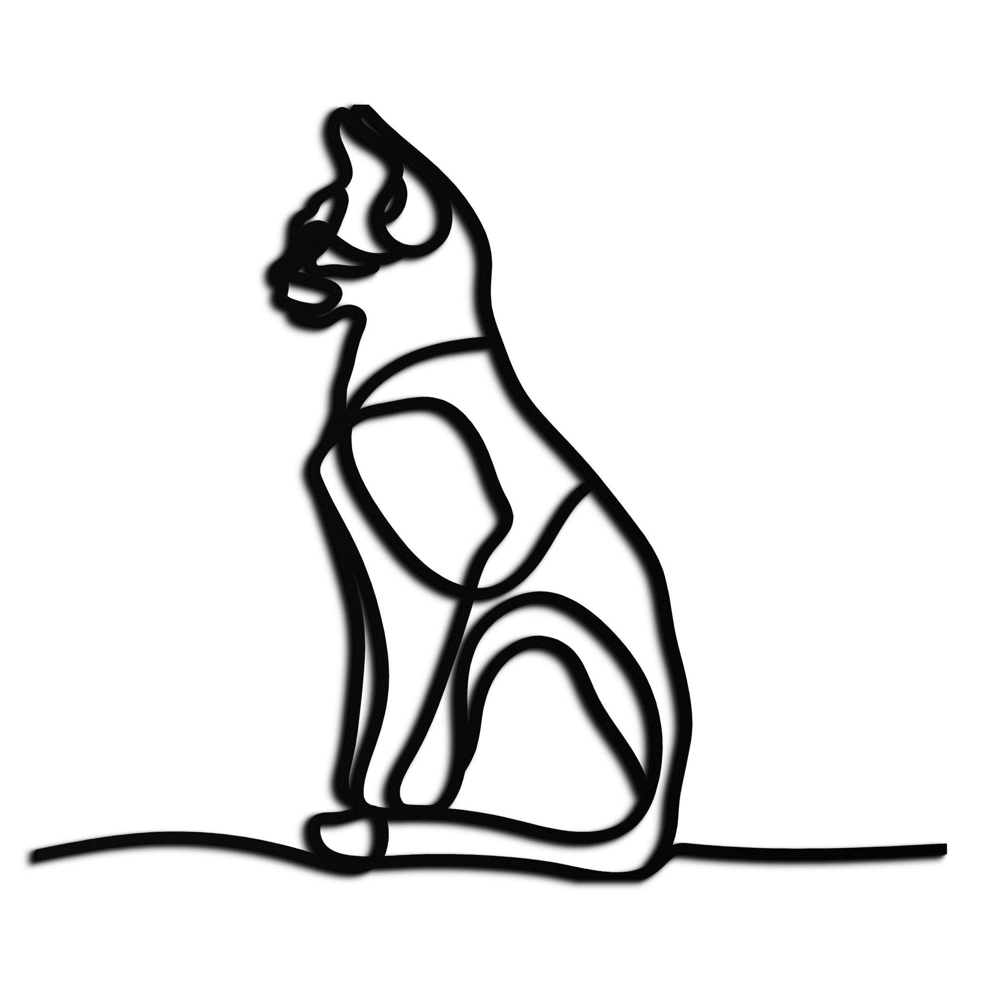 Cat Line Art Metal Wall Art - Modern Minimalist Steel Decor - KAF032 - Tampa Home & Garden Store