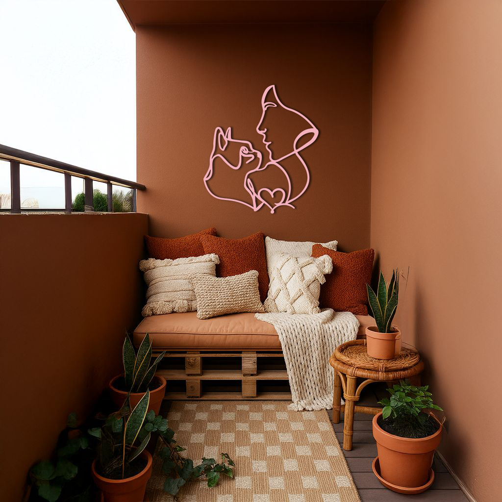 Cat and Woman Silhouette Metal Wall Art – Modern Pet Lover Line Art Decor - KAFGP146 - Tampa Home & Garden Store