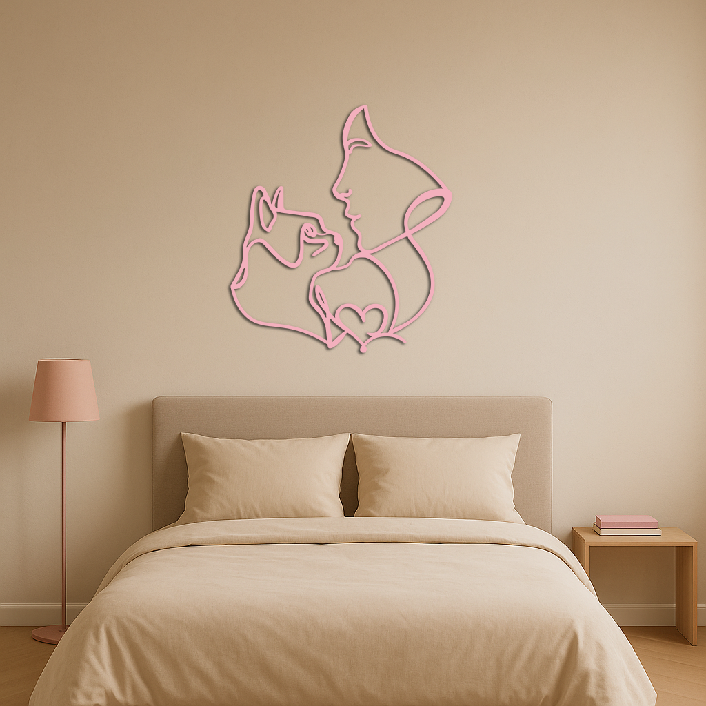 Cat and Woman Silhouette Metal Wall Art – Modern Pet Lover Line Art Decor - KAFGP146 - Tampa Home & Garden Store