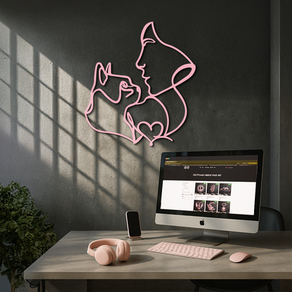Cat and Woman Silhouette Metal Wall Art – Modern Pet Lover Line Art Decor - KAFGP146 - Tampa Home & Garden Store