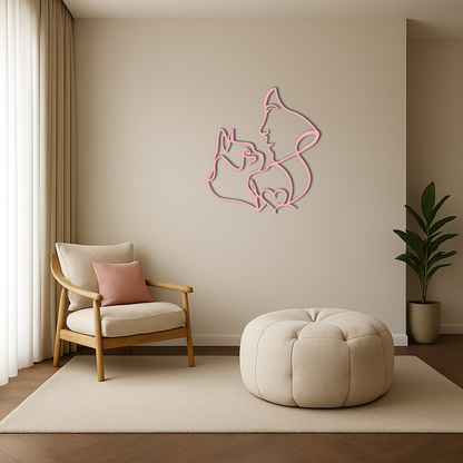 Cat and Woman Silhouette Metal Wall Art – Modern Pet Lover Line Art Decor - KAFGP146 - Tampa Home & Garden Store