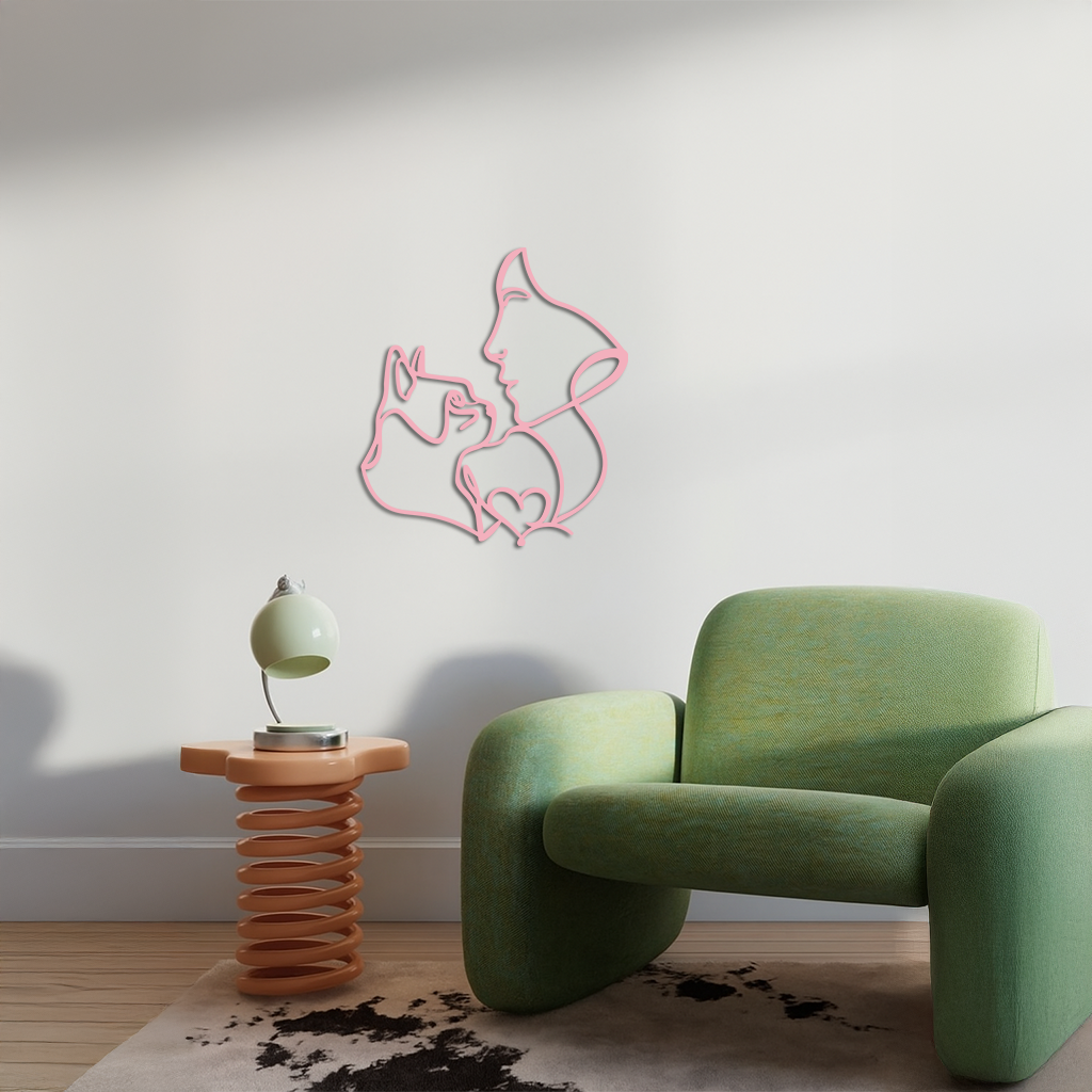 Cat and Woman Silhouette Metal Wall Art – Modern Pet Lover Line Art Decor - KAFGP146 - Tampa Home & Garden Store