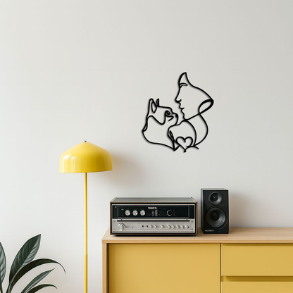 Cat and Woman Silhouette Metal Wall Art – Modern Pet Lover Line Art Decor - KAFGP146 - Tampa Home & Garden Store