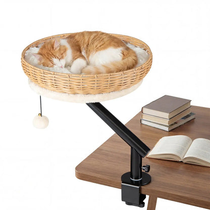 Cat Desk Bed with Cushion for Indoor Cats
