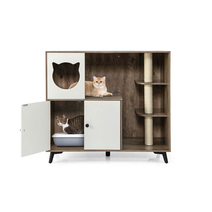 Cat Litter Box Enclosure With Scratching Posts