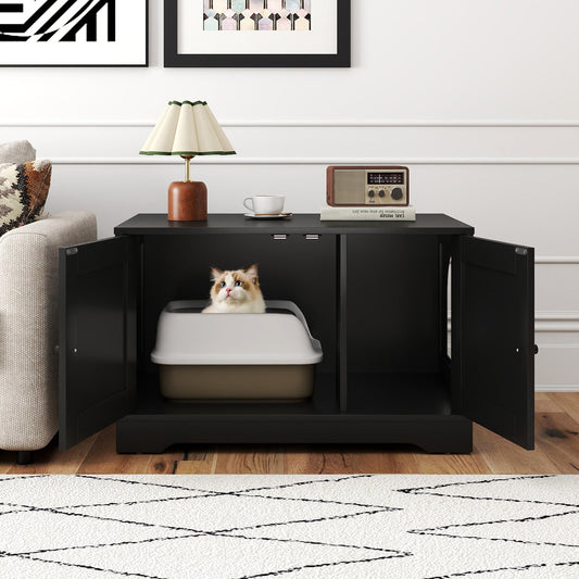 Cat Litter Box Enclosure Furniture Indoor Wooden Cat House End Side Table Nightstand - Tampa Home & Garden Store