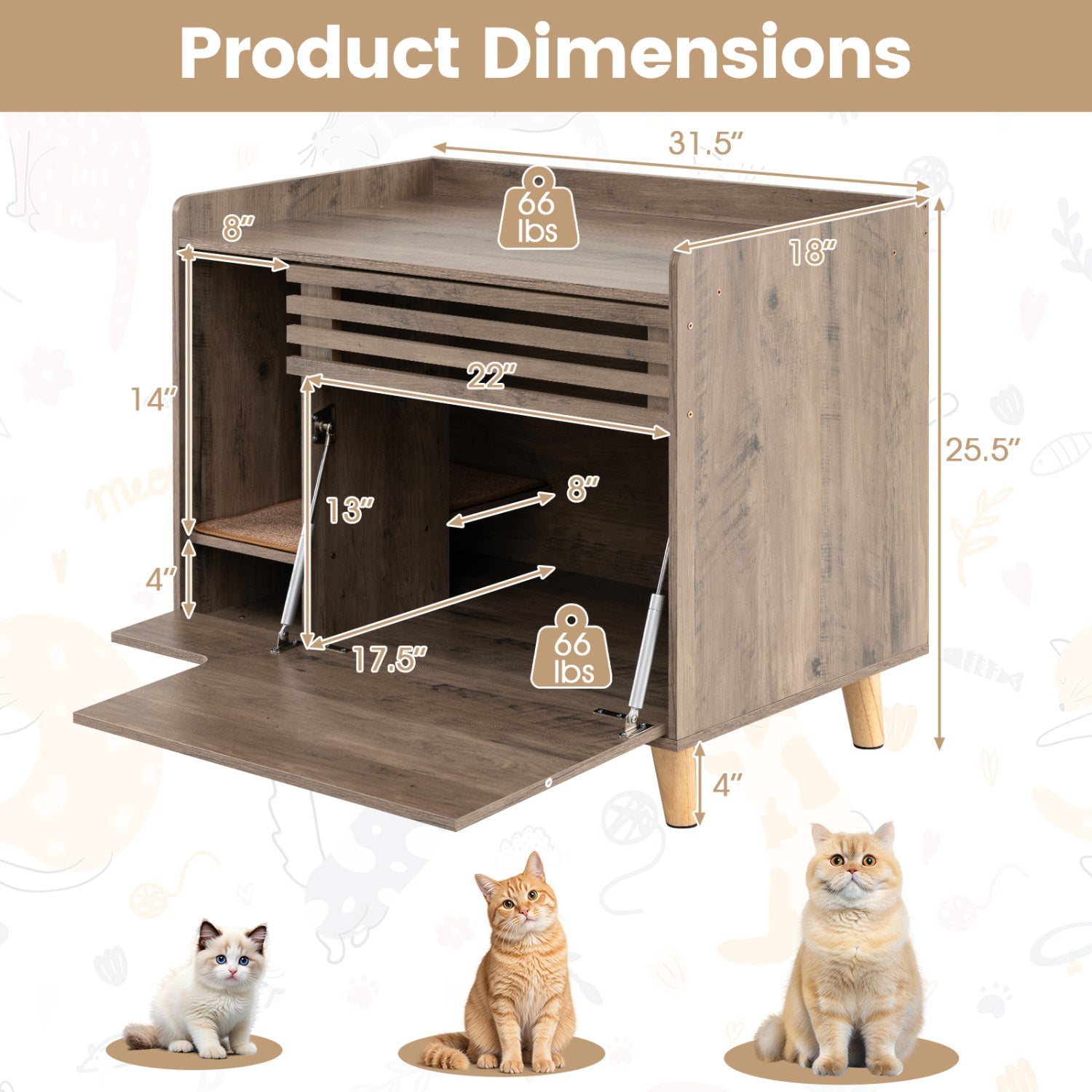 Cat Litter Box Enclosure with Flip-down Door and Scratching Mat by DirectDeals wood finish on Tampa Home & Garden Store