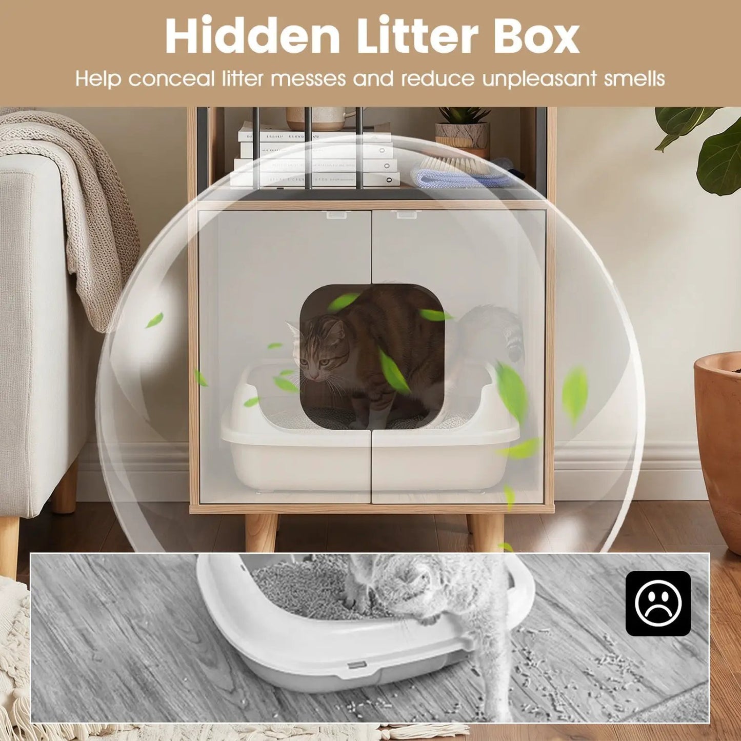 House Shaped Cat Litter Box Enclosure with Doors