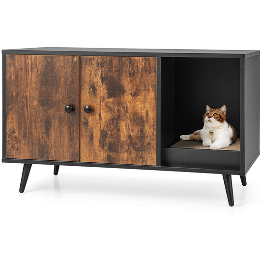 Cat Litter Box Enclosure with Double Door Cabinet - Tampa Home & Garden Store