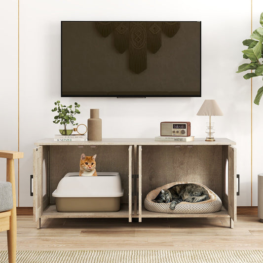 Cat Litter Box Enclosure for 2 Cats Modern Kitty Litter Box Furniture Hidden - Tampa Home & Garden Store