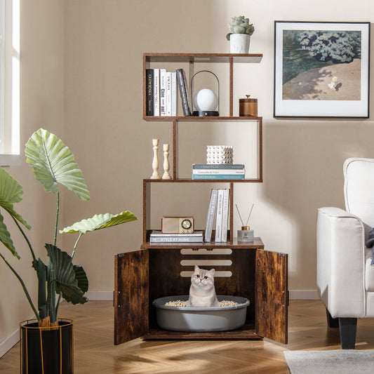56 Inch Tall Cat Litter Box Enclosure with Storage - Tampa Home & Garden Store