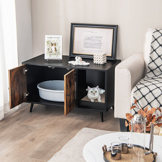Cat Litter Box Enclosure with Double Door Cabinet - Tampa Home & Garden Store