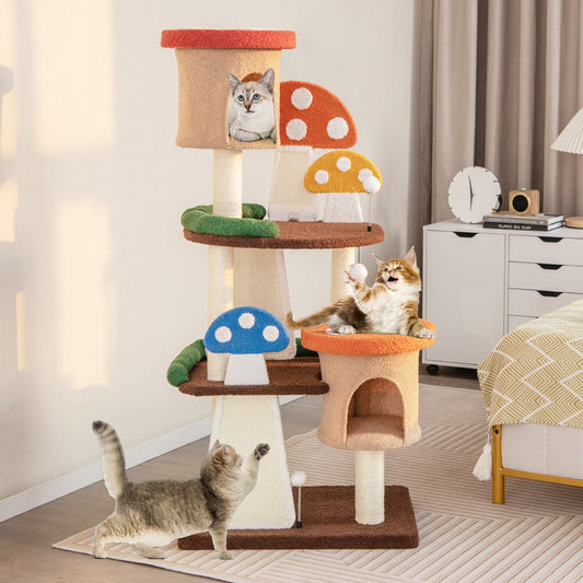 4-In-1 Cat Tree with 2 Condos and Platforms for Indoors-Multicolor - Tampa Home & Garden Store