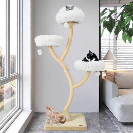 70 Inch Tall Cat Tree 4-Layer Cat Tower with 3 Perches and Dangling Balls - Tampa Home & Garden Store