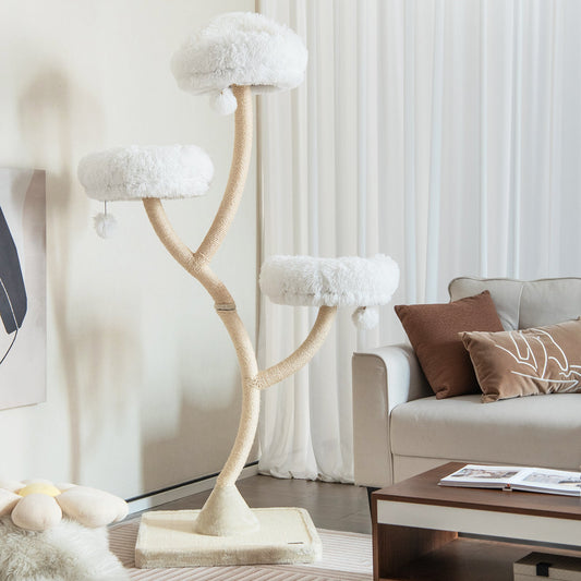 70 Inch Tall Cat Tree 4-Layer Cat Tower with 3 Perches and Dangling Balls - Tampa Home & Garden Store