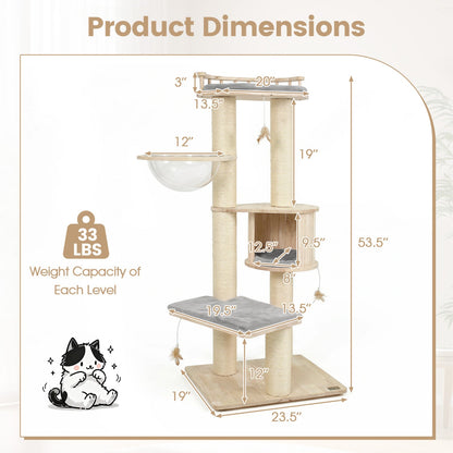 Cat Tree DirectDeals multi-level beige wood with perch, condo and sisal scratching posts on Tampa Home & Garden Store