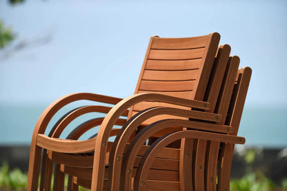 Catalina stacking wood armchairs, four-piece outdoor set by LifestyleGarden US on Tampa Home & Garden Store