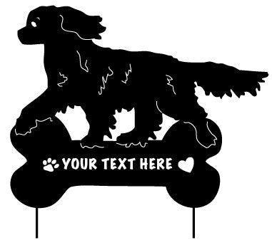 King Charles dog wall art silhouette on bone-shaped base text YOUR TEXT HERE by Rustica on Tampa Home & Garden Store